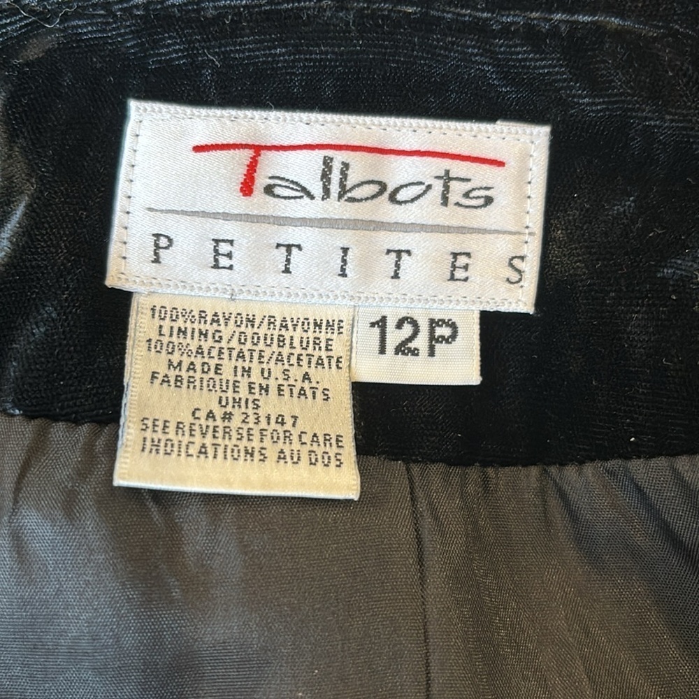 90s TALBOTS BLACK VELVET BLAZER FITTED HOURGLASS CRUSHED VICTORIAN VIBE SZ 12P - Picture 11 of 11